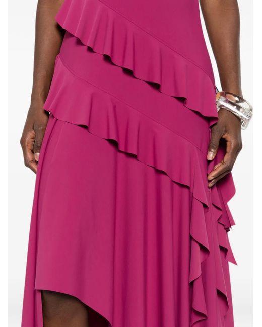 Love Moschino Pink Ruffled Asymmetric Dress