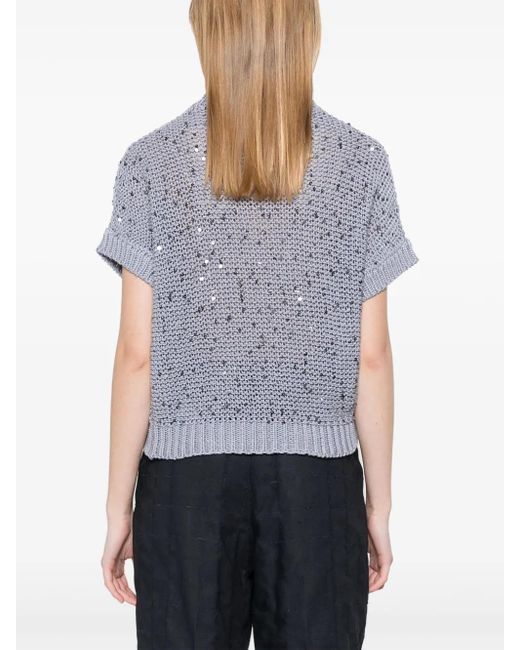 Peserico スパンコール トップ Gray