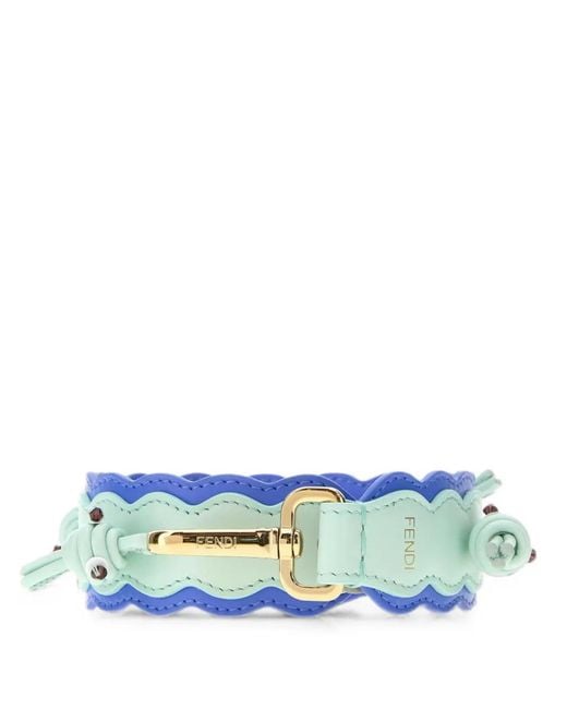 Fendi Blue Mini Strap You Scalloped Leather Shoulder Strap