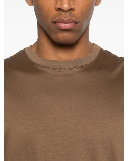 Kiton Brown Crew-Neck T-Shirt for men
