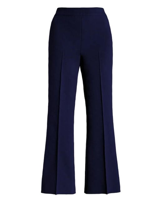 High Sport Blue Kick Pleated-Front Flared Trousers