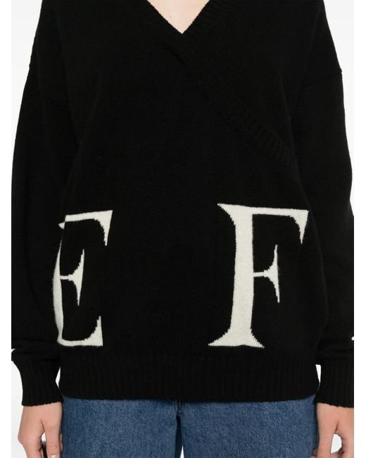 Elisabetta Franchi Trui Met Intarsia Logo in het Black