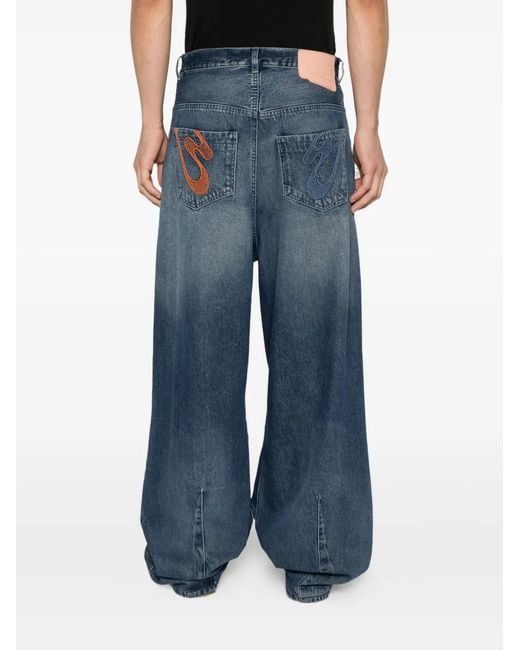 PDF Blue Panelled Five-Pocket Jeans for men