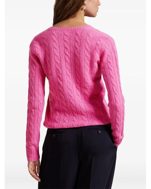 Polo Ralph Lauren Pink Pullover Mit Zopfmuster