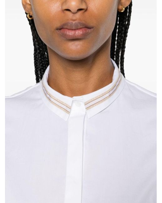 Peserico White Grosgrain Ribbon-detail Sleeveless Shirt