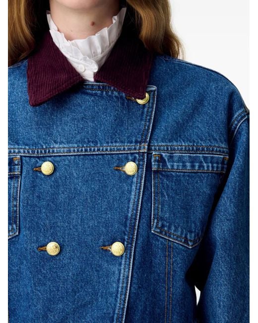 Claudie Pierlot Blue Doppelreihige Jeansjacke