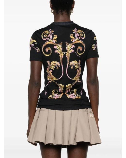 Versace Jeans Couture Black Barroco-Print T-Shirt