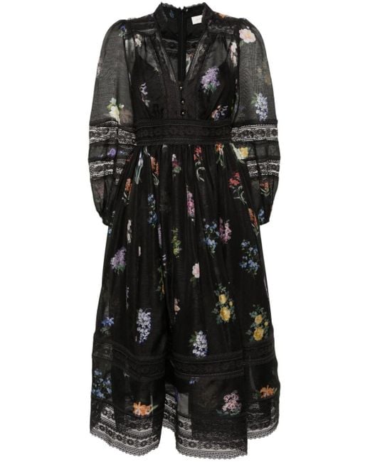 Zimmermann Black Natura Lace Midi Dress