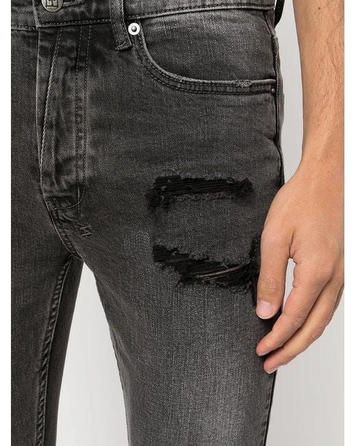 Ksubi Gray Distressed-Detail Skinny Jeans for men