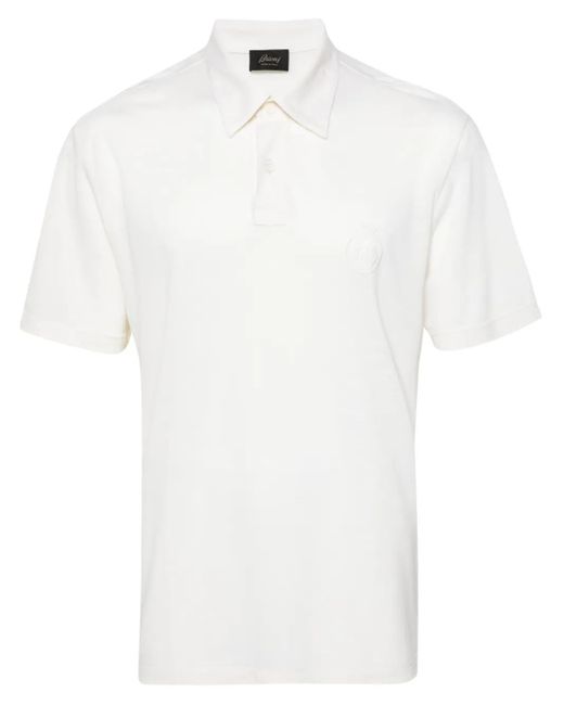 Polo En Laine À Logo Brodé Brioni pour homme en coloris White