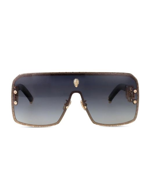 Philipp Plein Blue Skull-Embellished Sunglasses