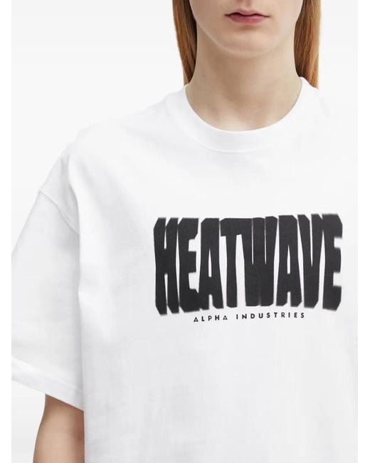 Alpha Industries White Heatwave Logo-Print T-Shirt