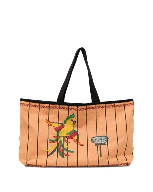 Bode Brown Grand Sac Cabas Cockatoo
