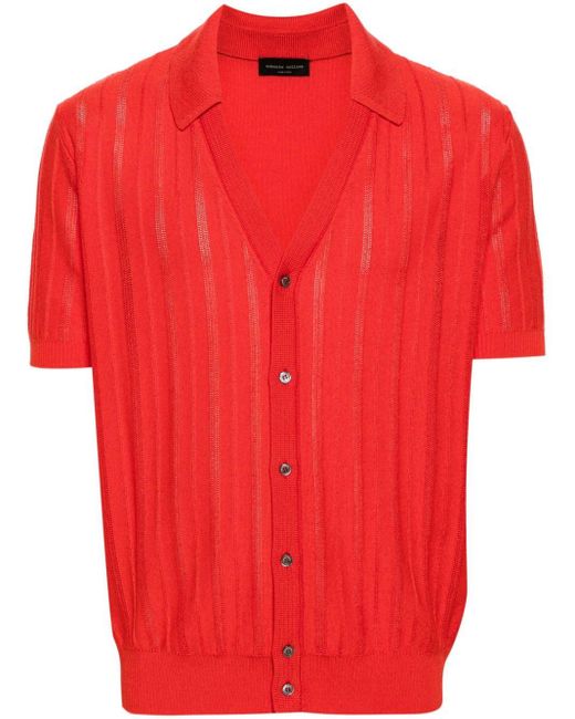 Roberto Collina Ribgebreid Overhemd in het Red voor heren