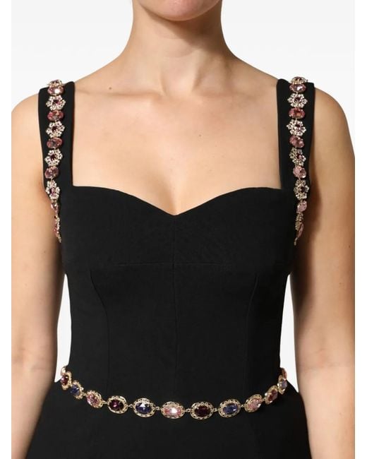 Dolce & Gabbana Black Embellished Mermaid-Gown Dress