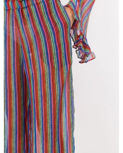 Amir Slama Purple Sheer Graphic-Print Silk Trousers