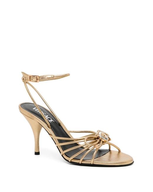Versace Opera Bow Metallic Sandals 85 Mm