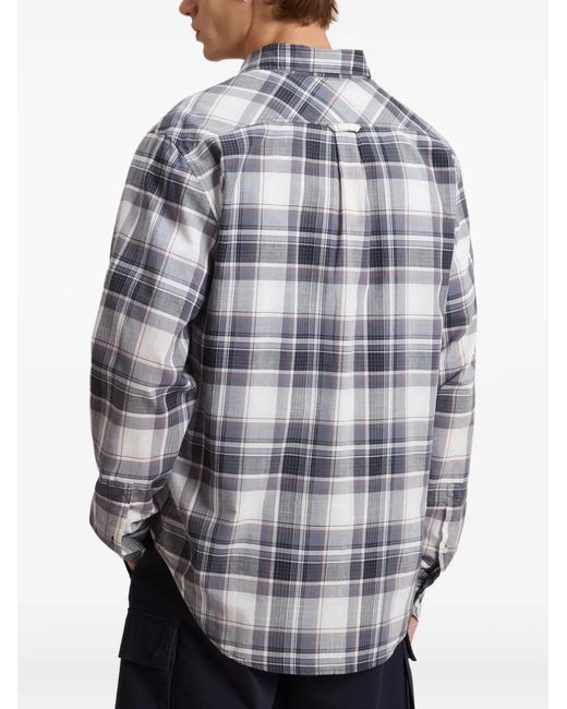 Woolrich Gray Checked Warren Cotton Shirt for men