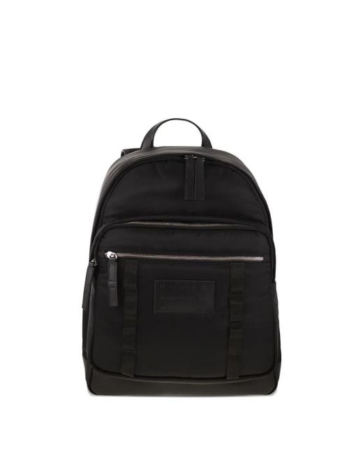 Hogan Black Logo-Patch Backpack for men