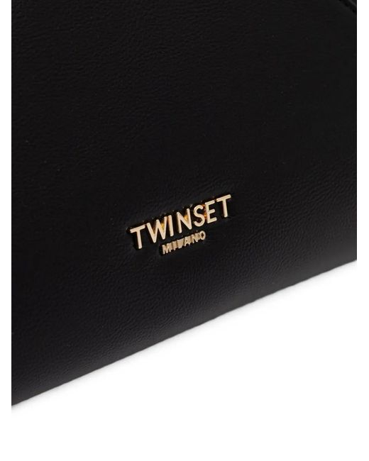 Twinset Black Logo-Plaque Asymmetric Tote Bag