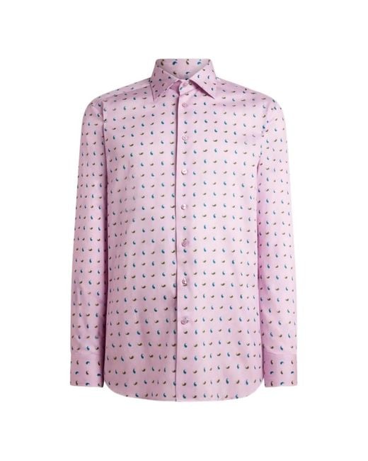 Etro Pink Paisley-Print Cotton Shirt for men