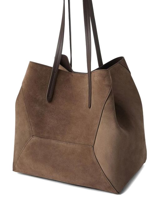 Brunello Cucinelli Brown Suede Tote Bag
