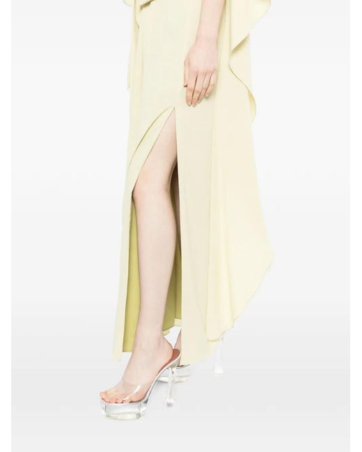 Amsale White Pebble Crepe Maxi Dress