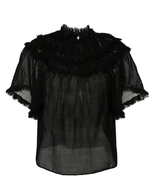 Ulla Johnson Zuri Semi-doorzichtige Wollen T-shirt in het Black