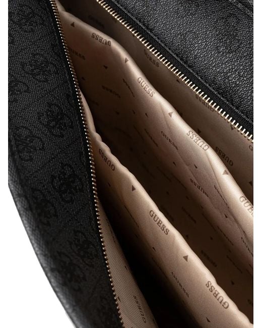 Guess Black Monogram-Pattern Tote Bag