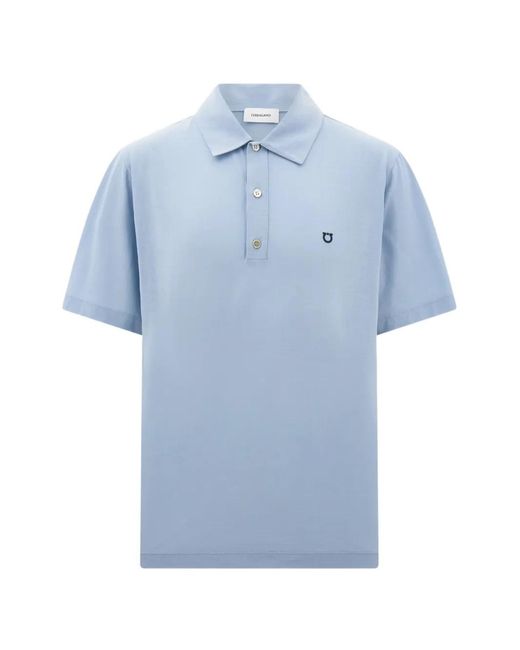 Ferragamo Blue Short Sleeve Jersey Polo for men