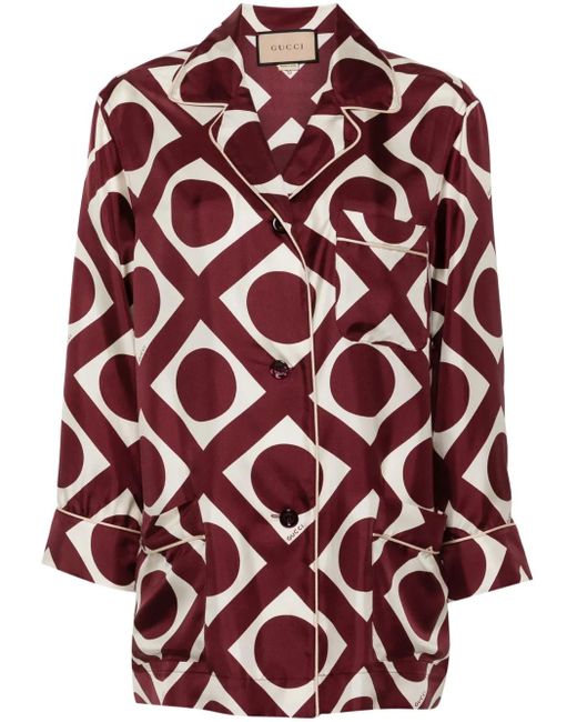 Gucci Red Graphic-Print Shirt