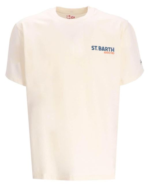 Mc2 Saint Barth White Logo-print Cotton T-shirt for men