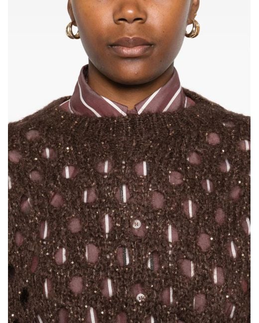 Maglione Con Paillettes di Brunello Cucinelli in Brown