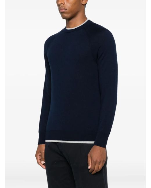 Eleventy Blue Raglan-Sleeve Wool Sweater for men