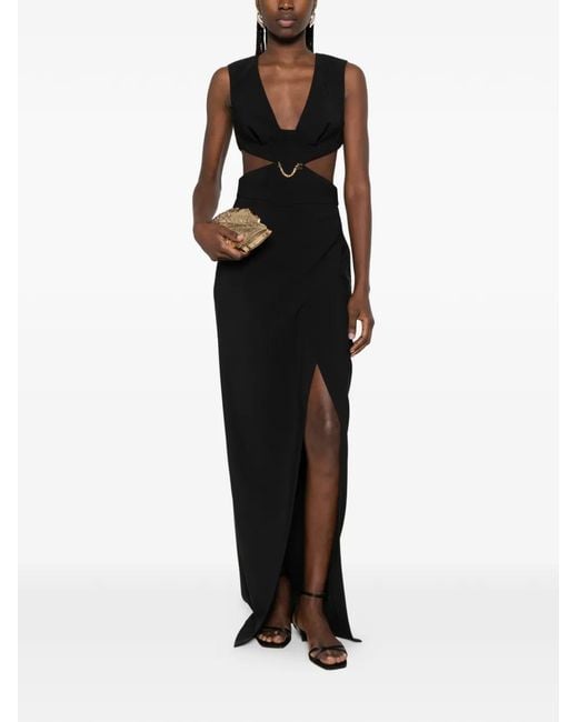 Elisabetta Franchi Women's Black Chain V-Neck Maxi Dress -  www.rajagirimanappuram.com