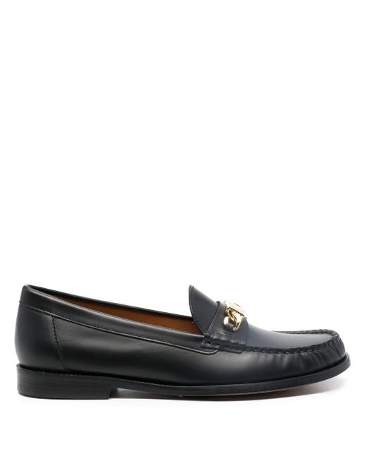 Polo Ralph Lauren Logo-plaque Leather Loafers in Black | Lyst