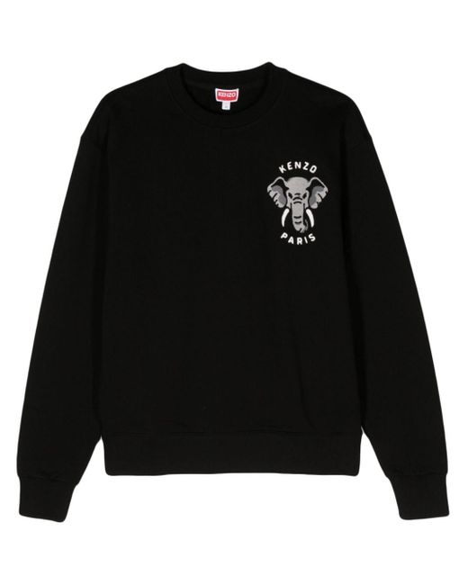 KENZO Black Elephant-motif Cotton Sweatshirt for men