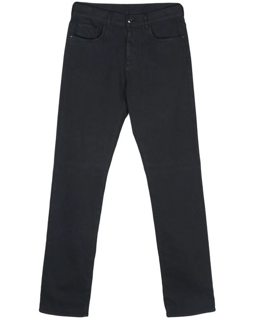 Canali Blue Logo-Patch Trousers for men