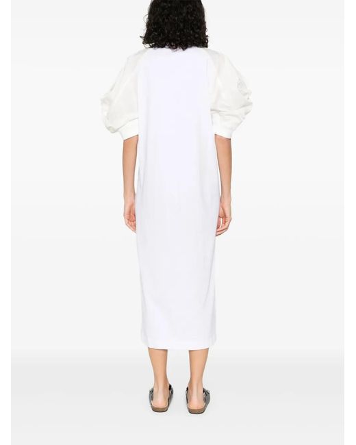 Sacai White Poplin Midi Dress