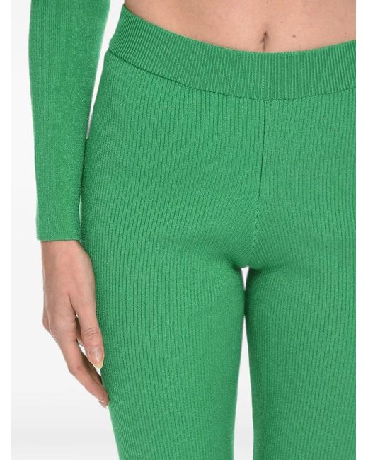 Herskind Green X Vanessa Hong Ribbed High-Waisted Slim-Fit Trousers