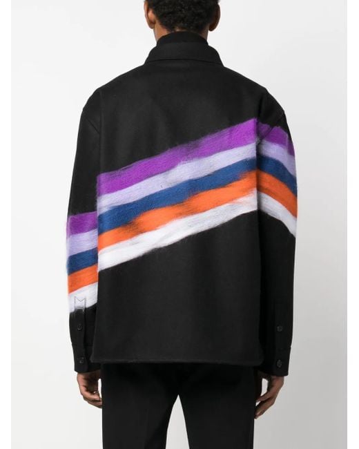 Missoni Black Brushed-Effect Striped Shirt Jacket for men