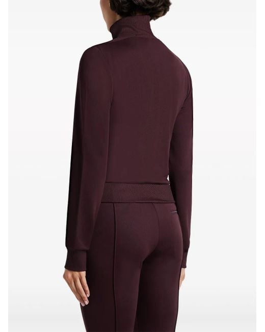 Courreges Purple High-Neck Zip-Up Sweatshirt