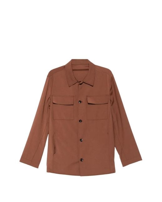 Michael Coal Brown James Pocket Button-Fastening Overshirt for men