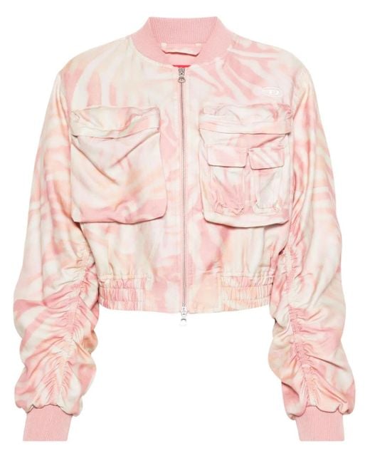 DIESEL Pink Bomberjacke Mit Abstraktem Print