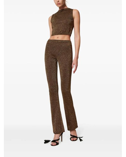 Twinset Brown Lurex Knitted Top