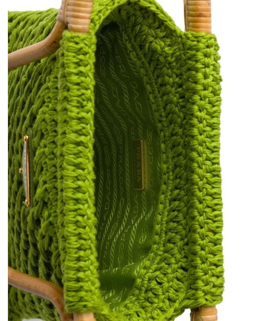 Prada Green Mini Crochet Tote Bag