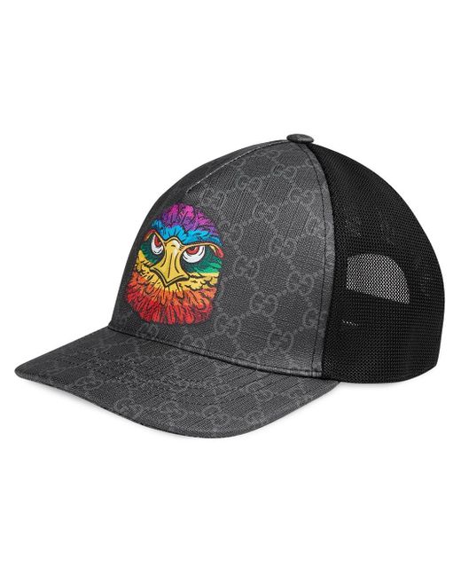 Gucci Gray GG Supreme Baseball Hat With Eagle for men
