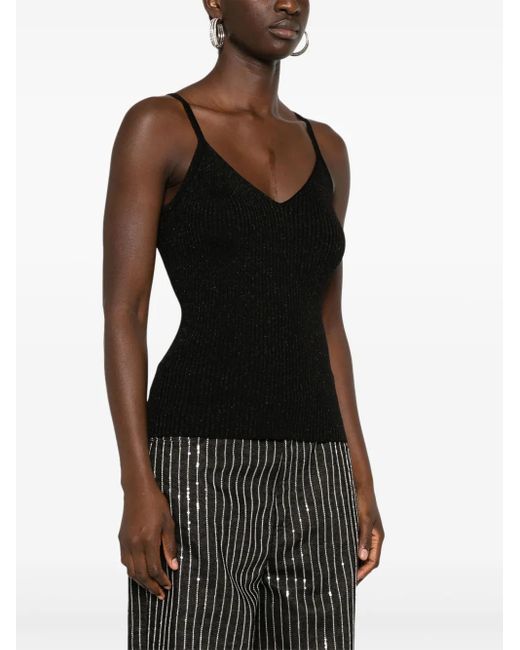 P.A.R.O.S.H. Black Ribbed-Knit Top