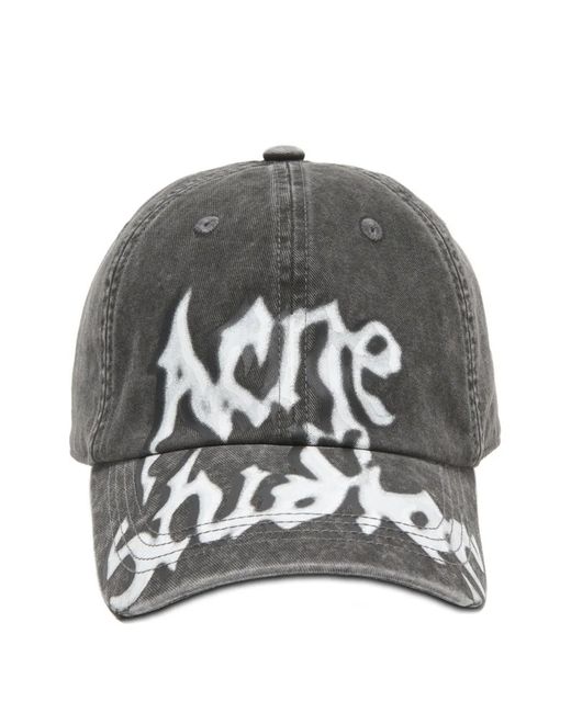 Acne Gray Logo-Print Cotton-Twill Baseball Cap