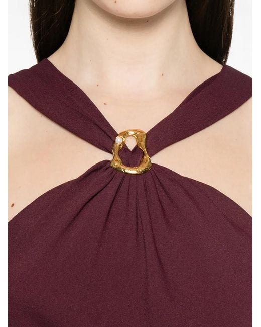 Forte_forte Purple Ring-Detail Halterneck Maxi Dress